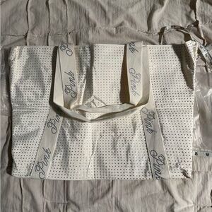 PINK Victoria's Secret White Tote with Rhinestones